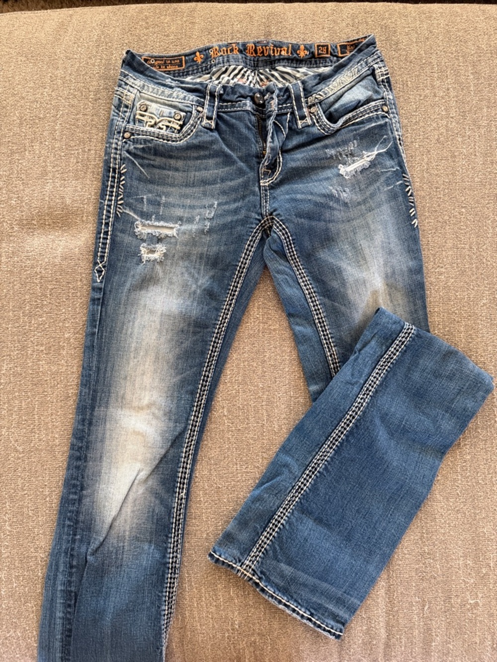 Rock Revival Kai Boot Women's Distressed Blue Skinny Jeans